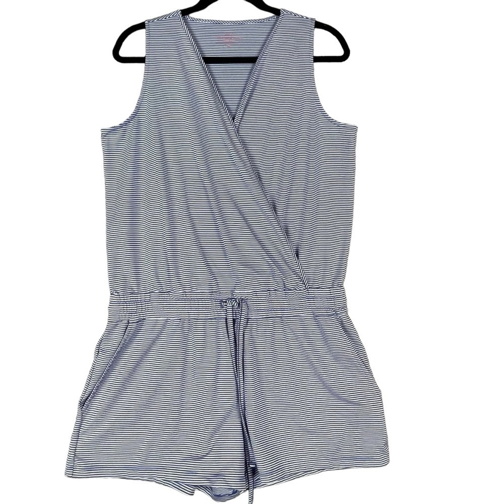 Vineyard Vines Navy and White Striped Sleeveless Romper
